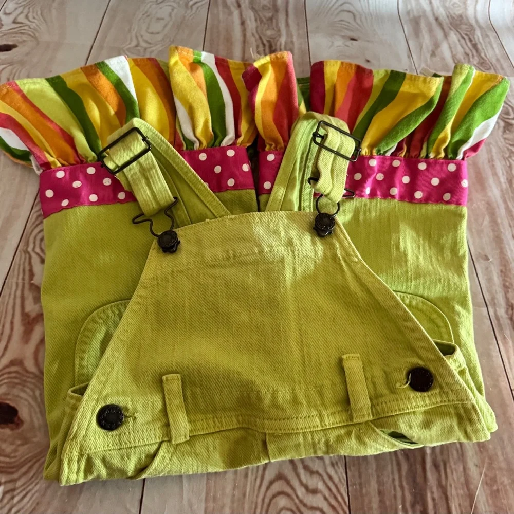 Bizi Bodi Lime Green Kids Overalls Size 2T‎ Quirky Cute| Whimsical Kid wear